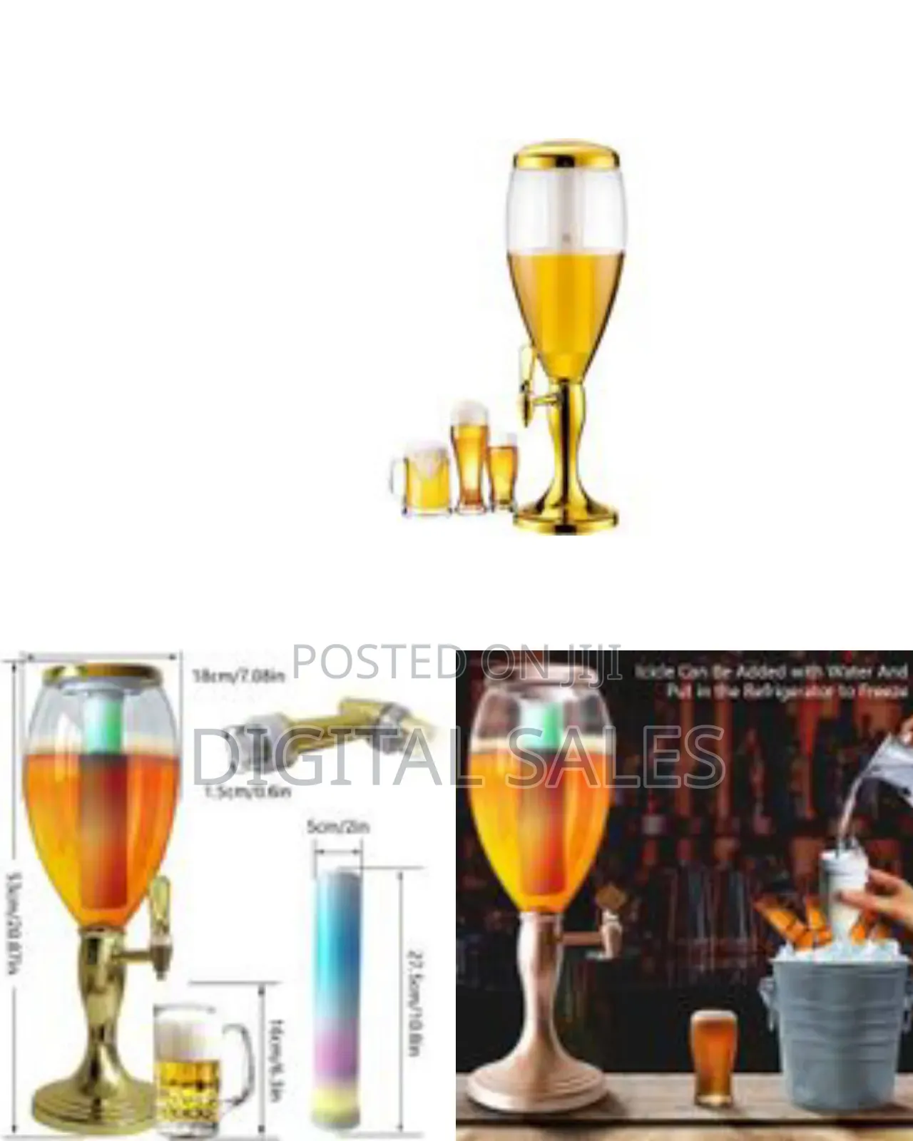 3l Beer Tower Dispenser, Tabletop Beer Tower With Led Lights,Tap