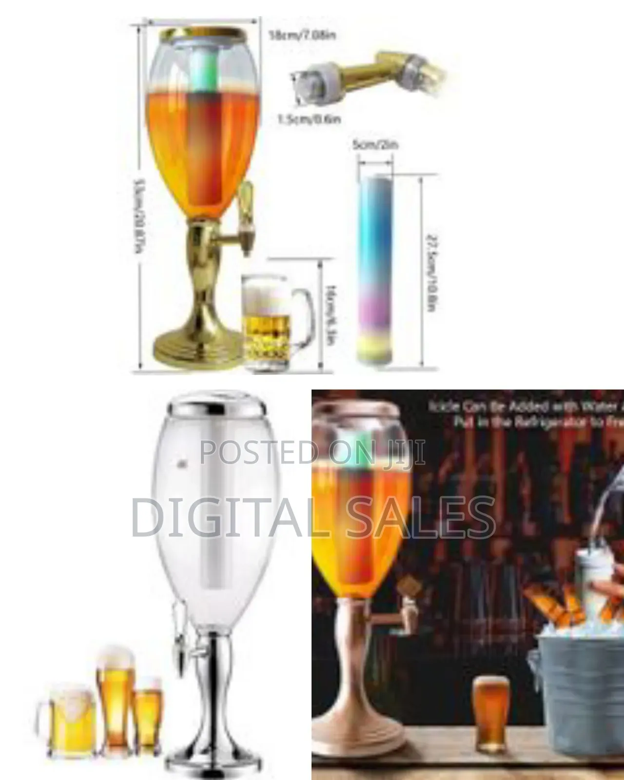 3l Beer Tower Dispenser, Tabletop Beer Tower With Led Lights,Tap