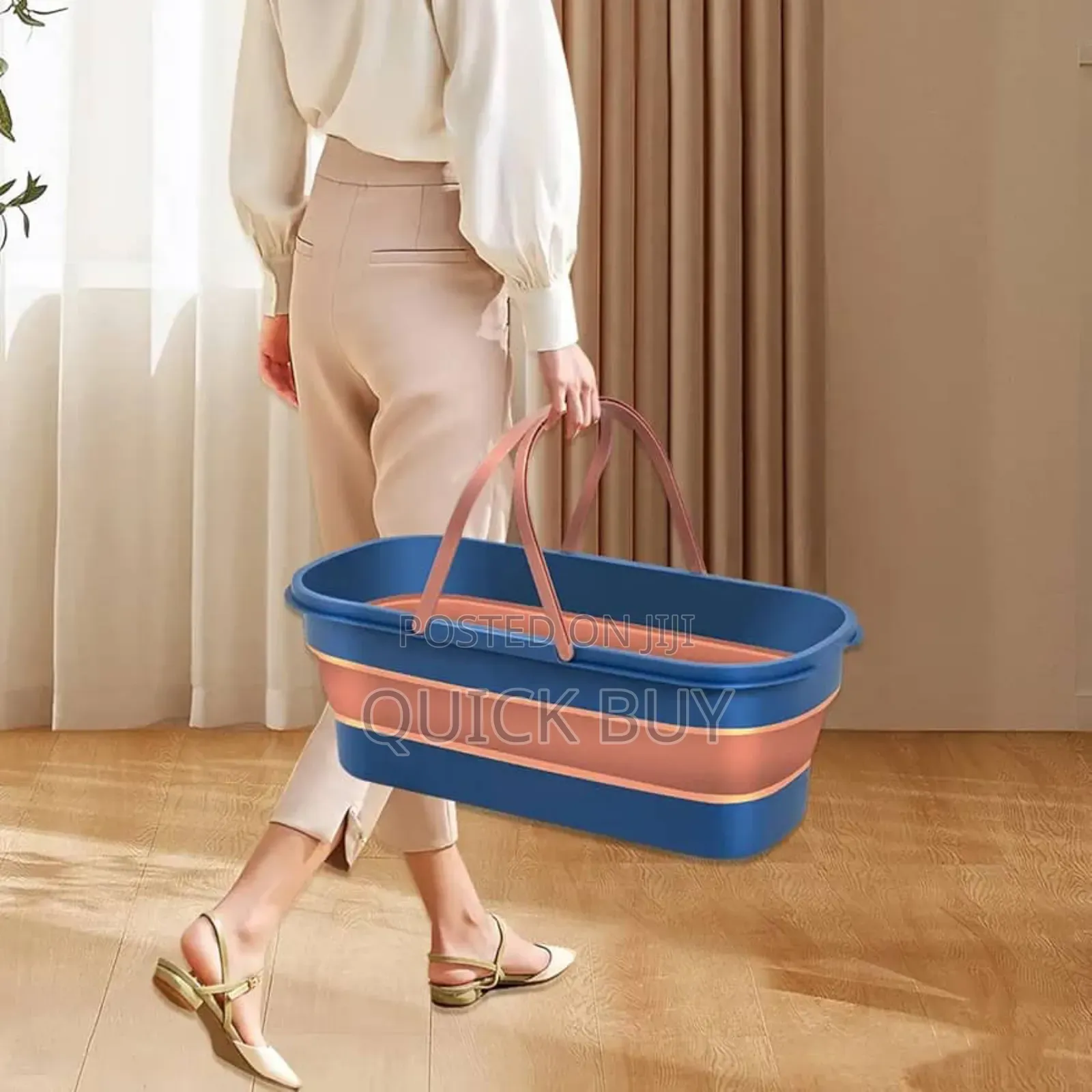 Large Flat Foldable Cleaning Bucket With Mop