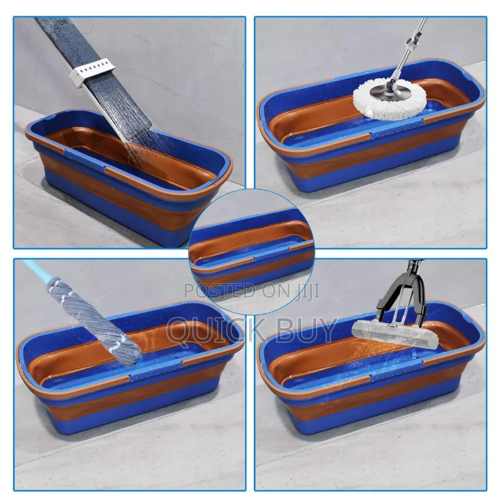 Large Flat Foldable Cleaning Bucket With Mop