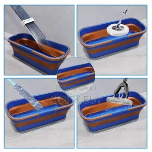 Large Flat Foldable Cleaning Bucket With Mop
