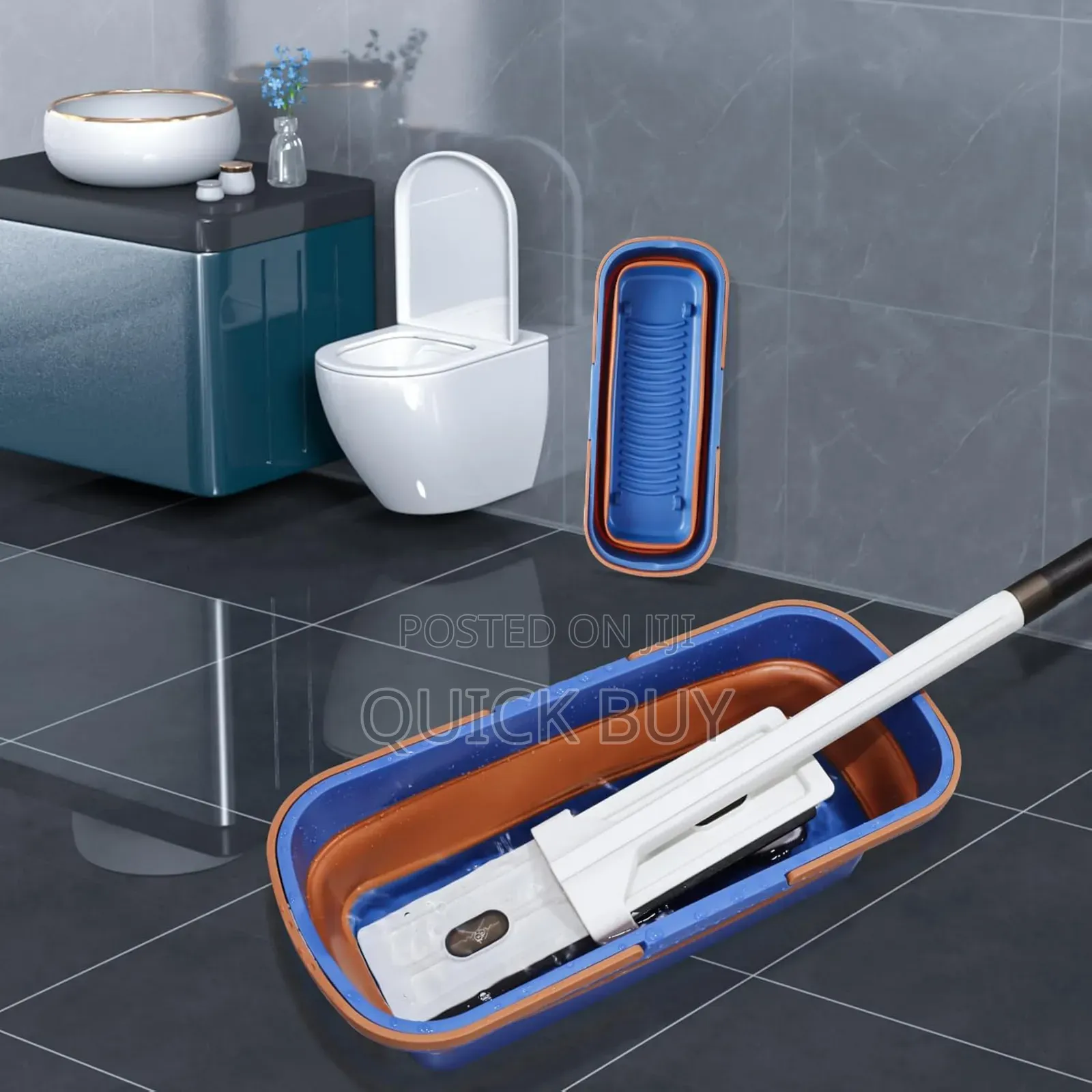 Large Flat Foldable Cleaning Bucket With Mop