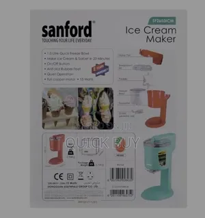 Sanford Ice Cream Maker, 1000ml Bowl, 15w