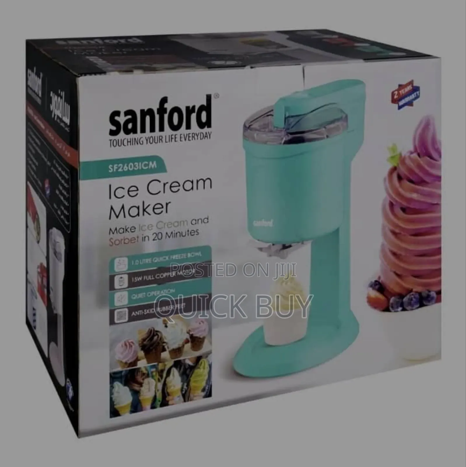 Sanford Ice Cream Maker, 1000ml Bowl, 15w