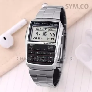 DBC-32d 1a Casio Data Bank Square Digital Calculator Mens Metal Watch