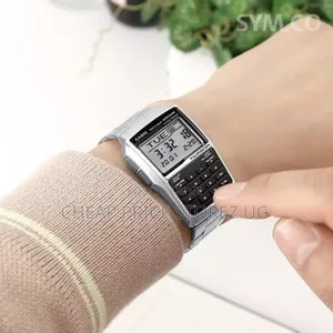 DBC-32d 1a Casio Data Bank Square Digital Calculator Mens Metal Watch