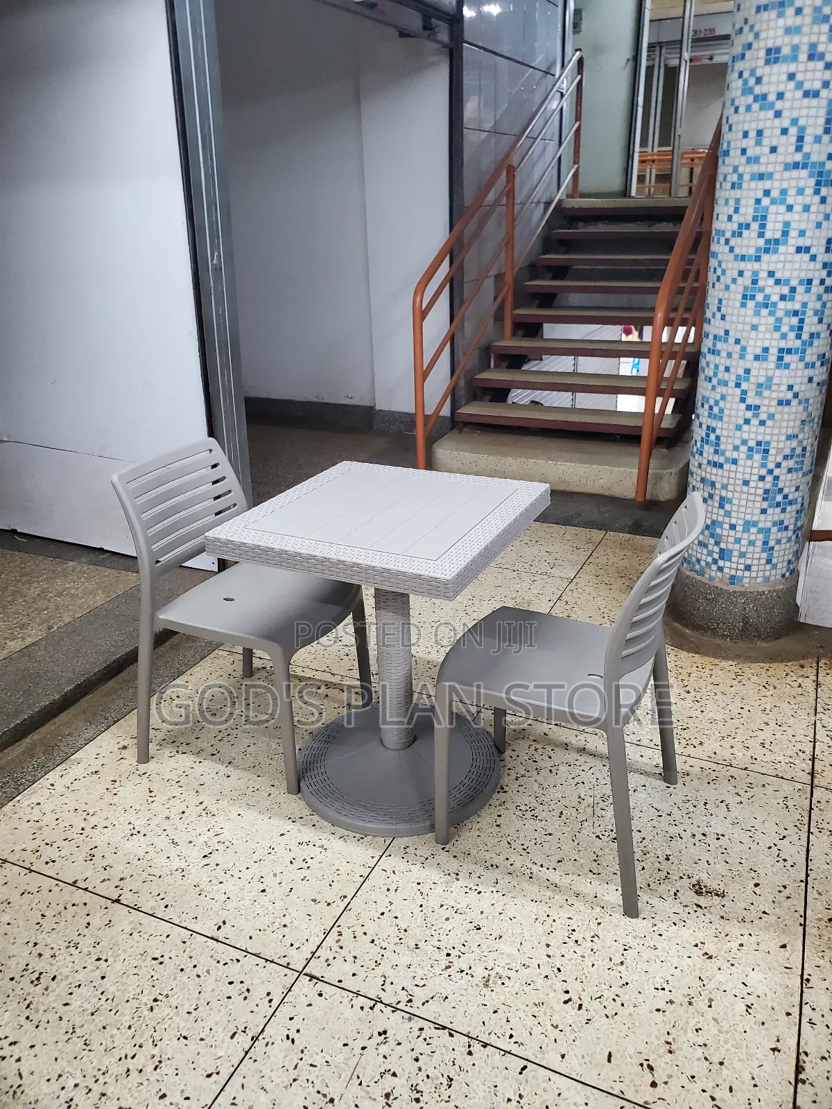 Gray Chairs and Gray Table for Dining Room Plastic