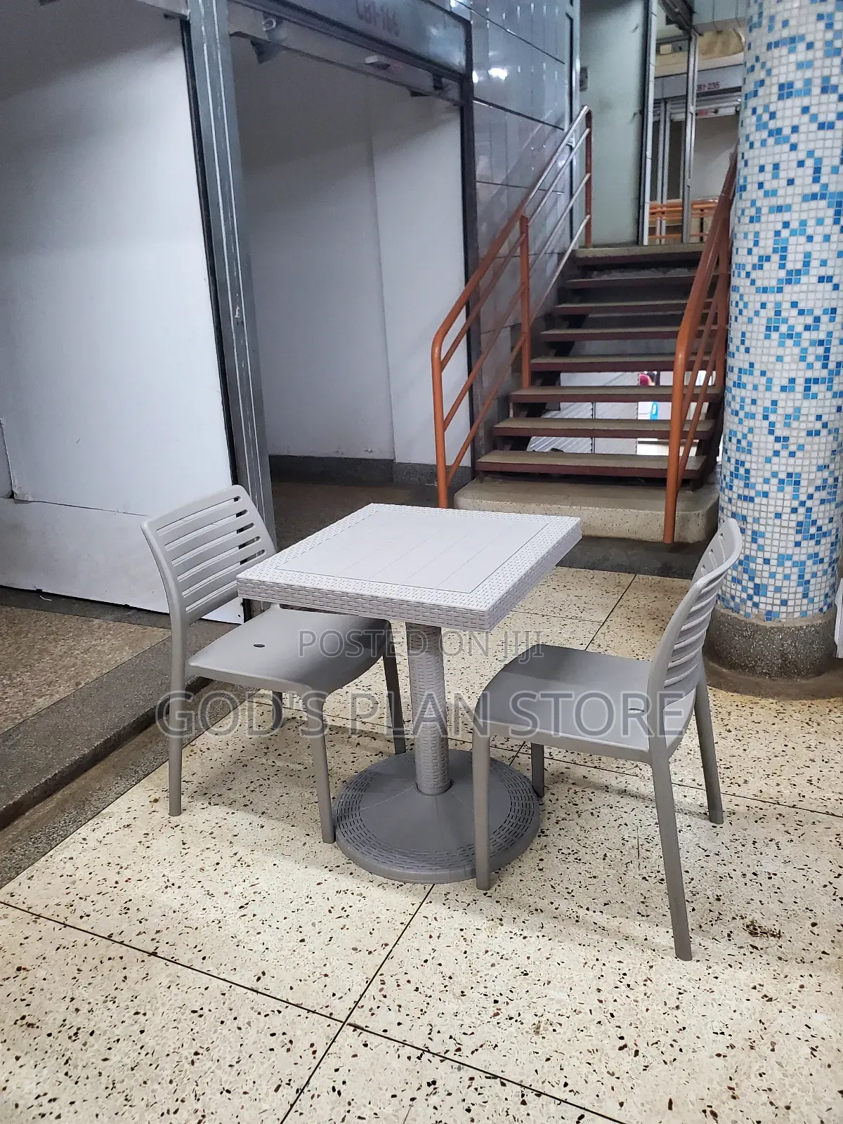 Gray Chairs and Gray Table for Dining Room Plastic