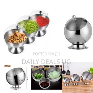 3 Pc Seasoning Serving Bowl With Lids Sugar Salt Storage Container