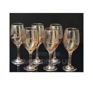 6 Pc Gold Lead-Free Juice, Champagne Wine Glasses Decorative - Brown