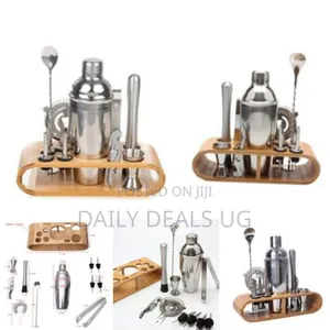 12-Piece Martini Cocktail Shaker 750ml in Stainless Steel and Bamboo