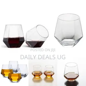 6 Pieces of Diamond Wine Juice Cup Glasses- Colorless