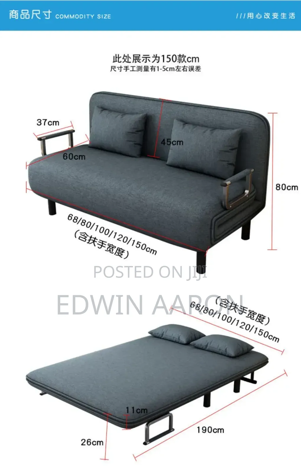 Multi-Functional Sofa Bed - 5x6 / 2 Seater