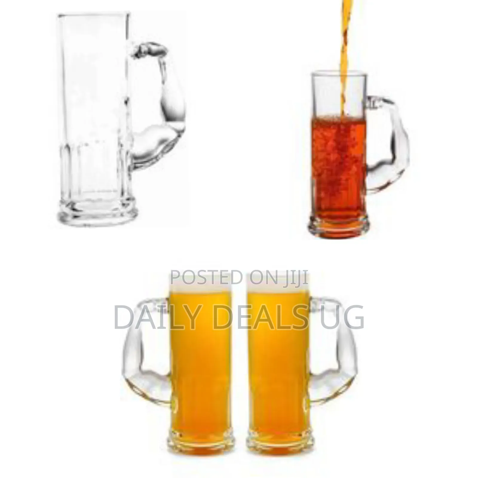 Large Glass Muscle Beer Mug Solid Heavy Base Clear Drinking Glass
