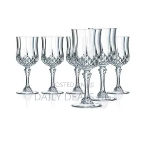 6 Pieces of Diamond Design Wine Glasses-Colorless