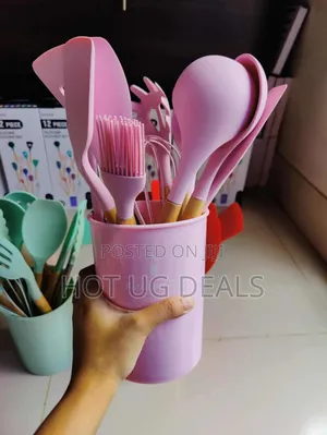 Silicone Kitchen Tool Set, 12 Pieces, Spoons, Spatulas, Tongs.