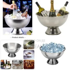 Stainless Steel Ice Bowl Metal Bar Barrel Beer Champagne Wine Large