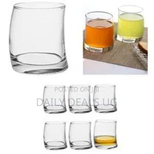 6 Pieces of Curved Whisky Glasses - Colorless