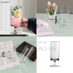 Set of 6 Plain Footed Glasses All Purpose Water Goblet Cups 500ml