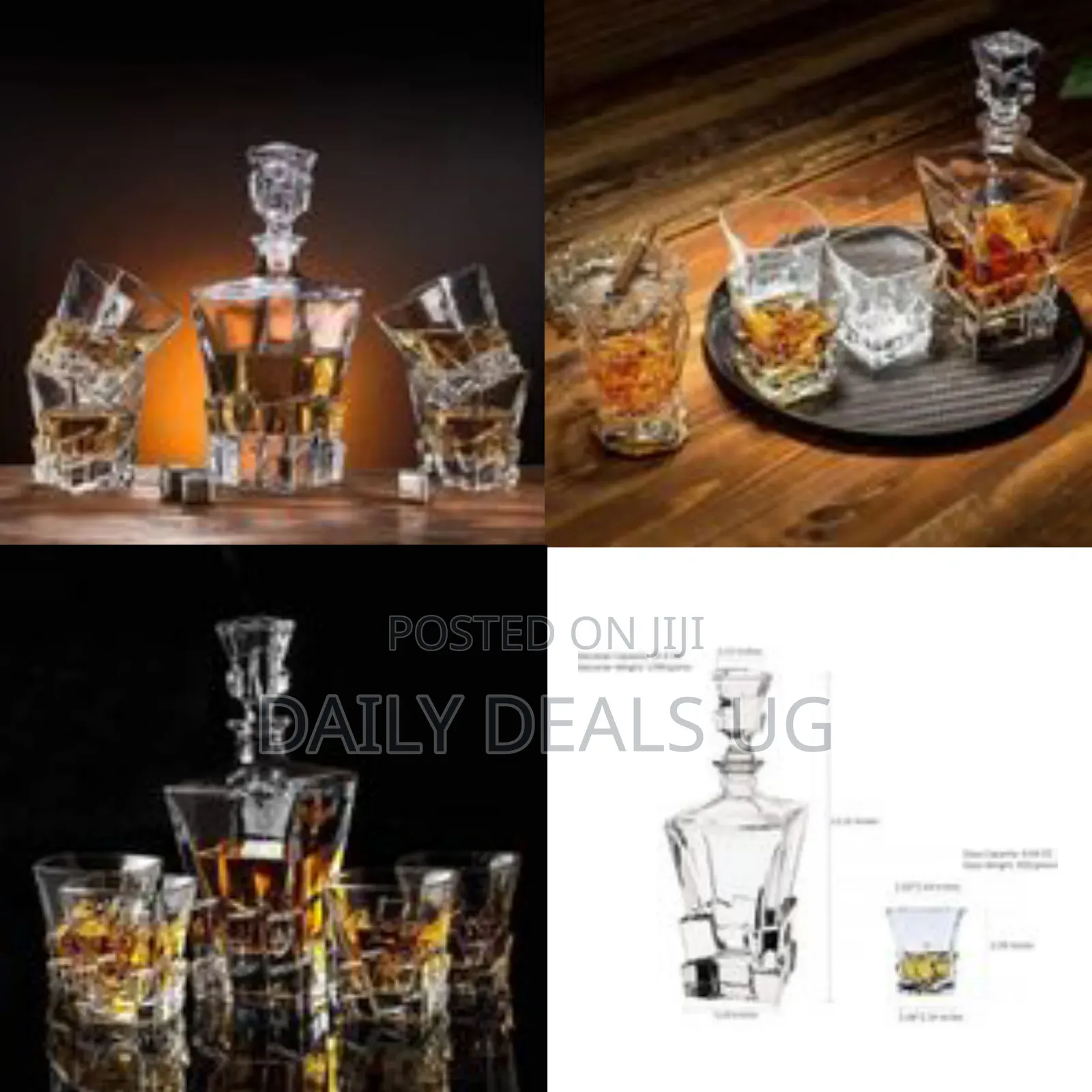 Premium Crystal Clear 7pcs Bar Set, 1 Decanter Bottle(850ml)