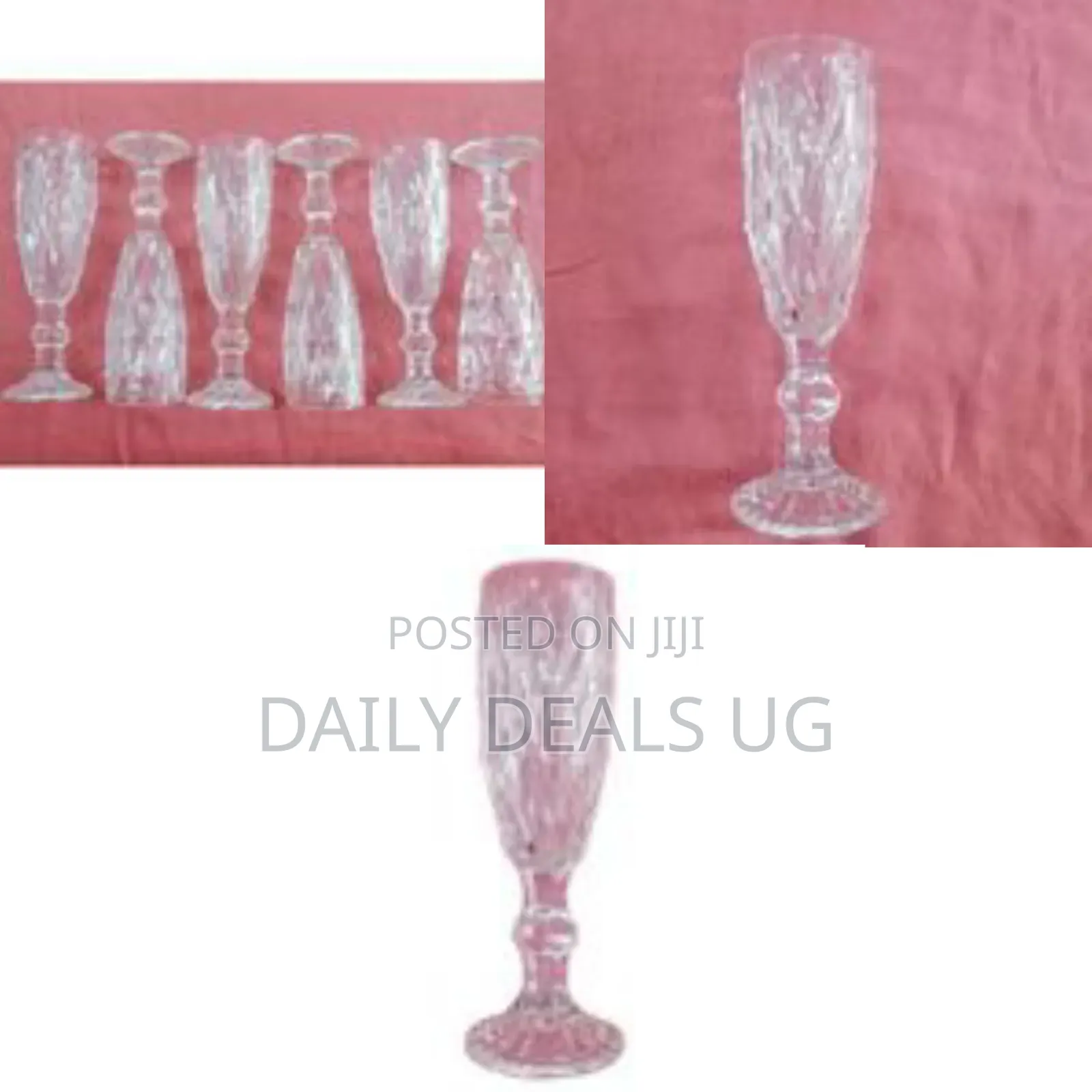 6 Pieces of Long Diamond Design Wine Glasses-Colorless