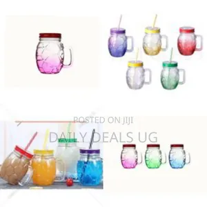 New Design Colored Spraying 500ml 16oz Football Shape Glass Mason Jar