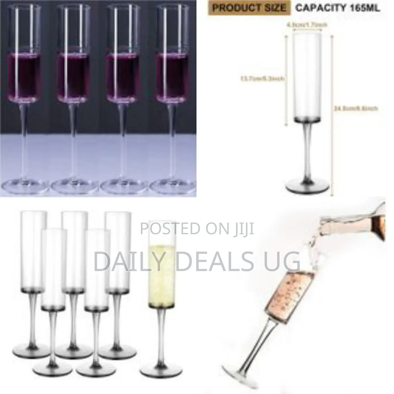 6pcs Champagne Flutes, 165ml Clear Champagne Glasses, Unbreakable