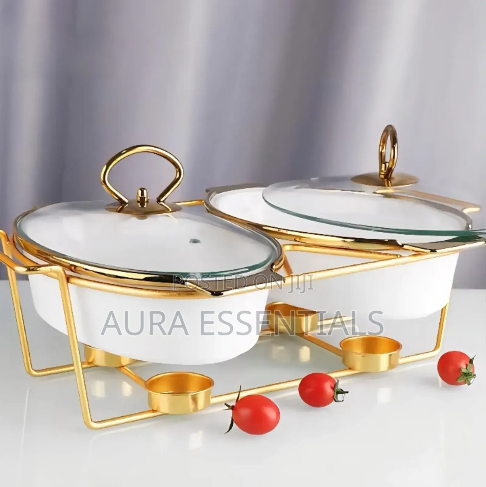 Ceramic Chafing Dishes With A Golden Stand