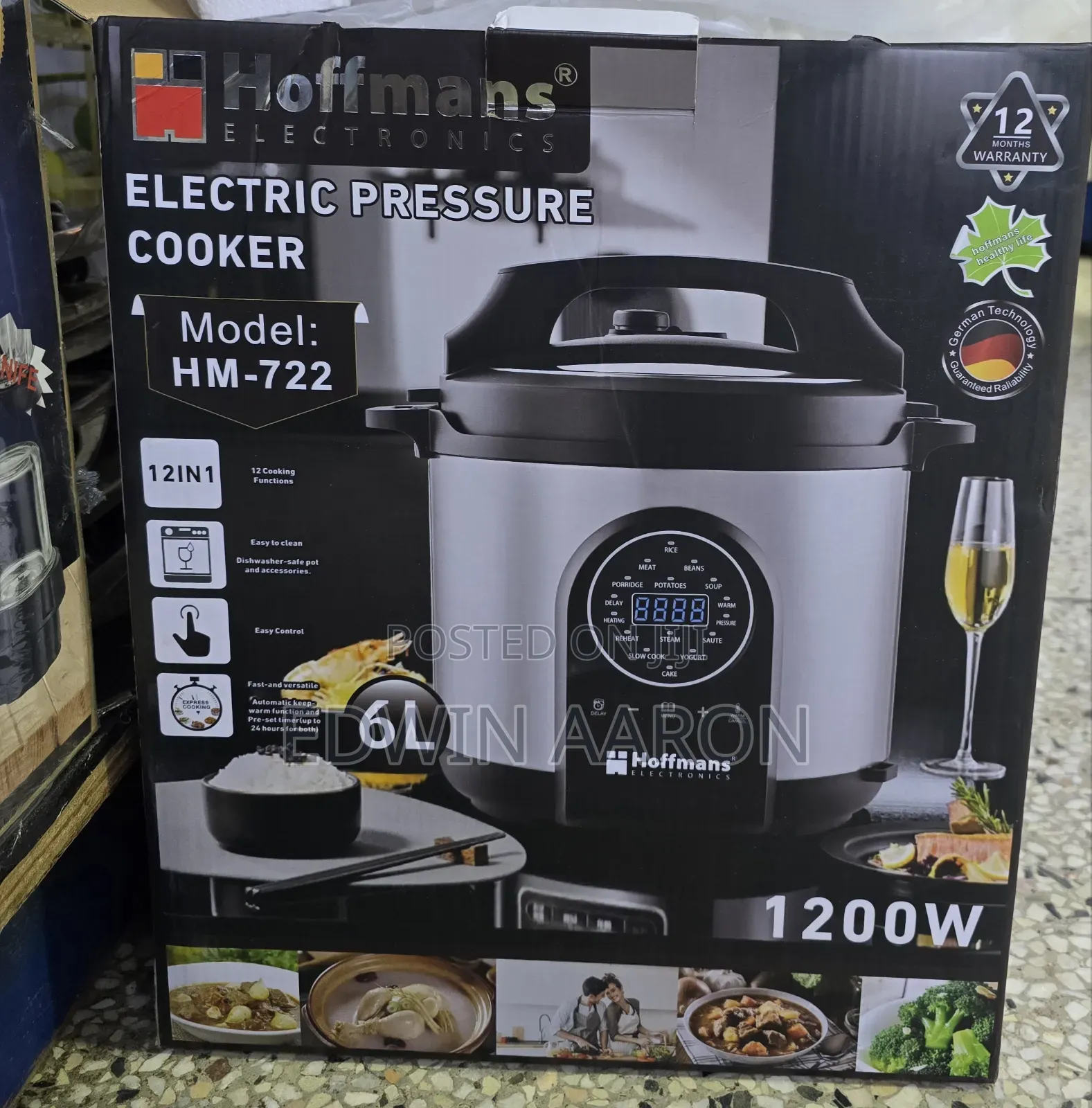 New Model Hoffman's Pressure Cooker With a Touch Screen Pad 6l