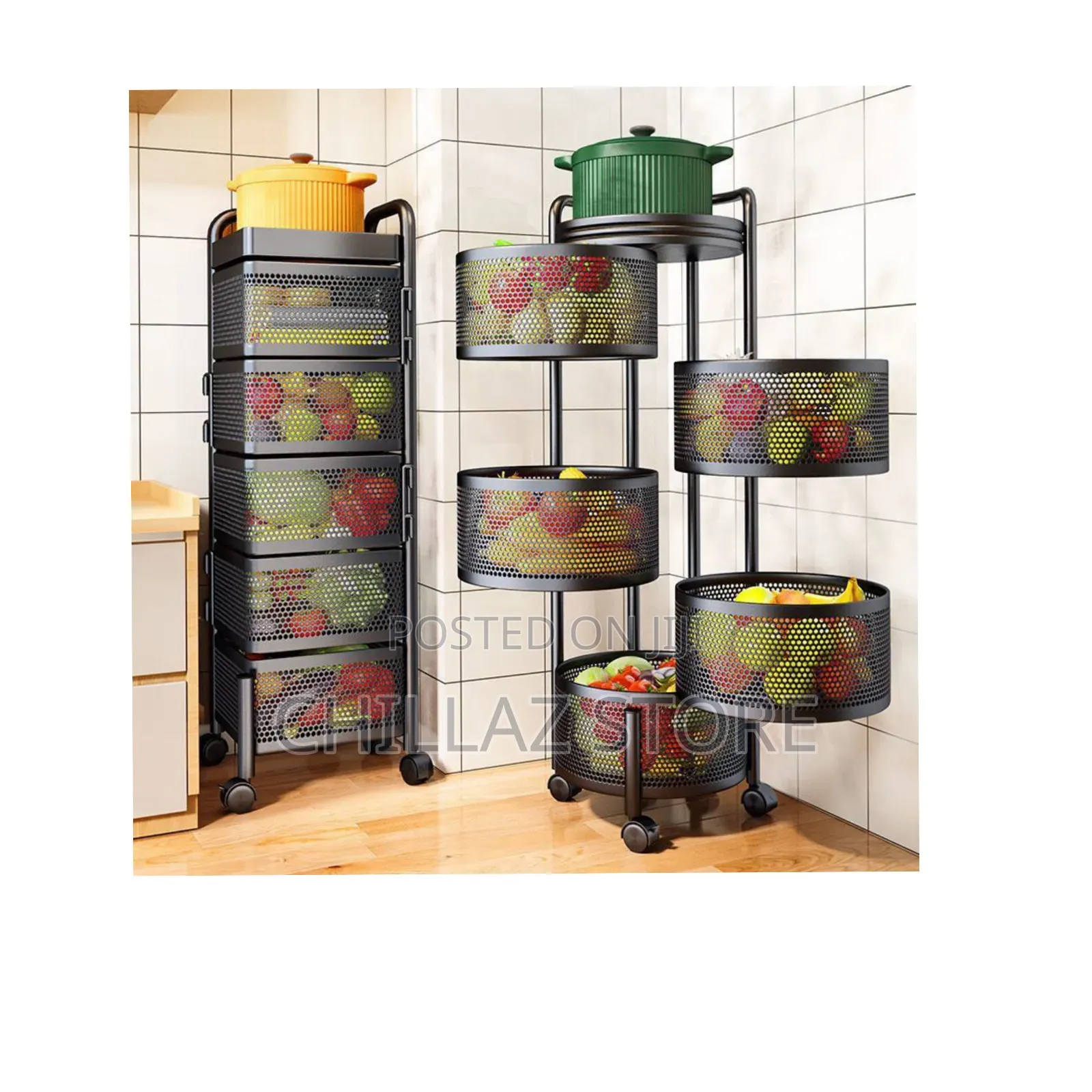 Multi Layer Rotating Kitchen Storage Rack.