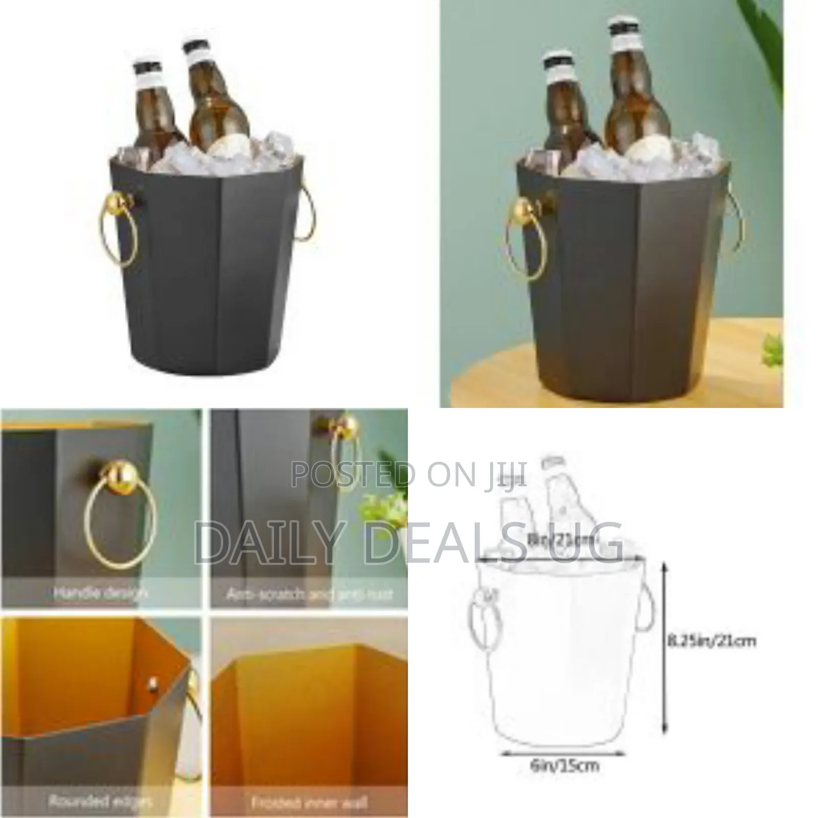 Metal Ice Bucket, Stainless Steel Drink Beer Chiller, Octagonal Barrel