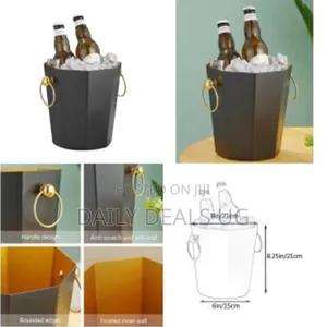 Metal Ice Bucket, Stainless Steel Drink Beer Chiller, Octagonal Barrel