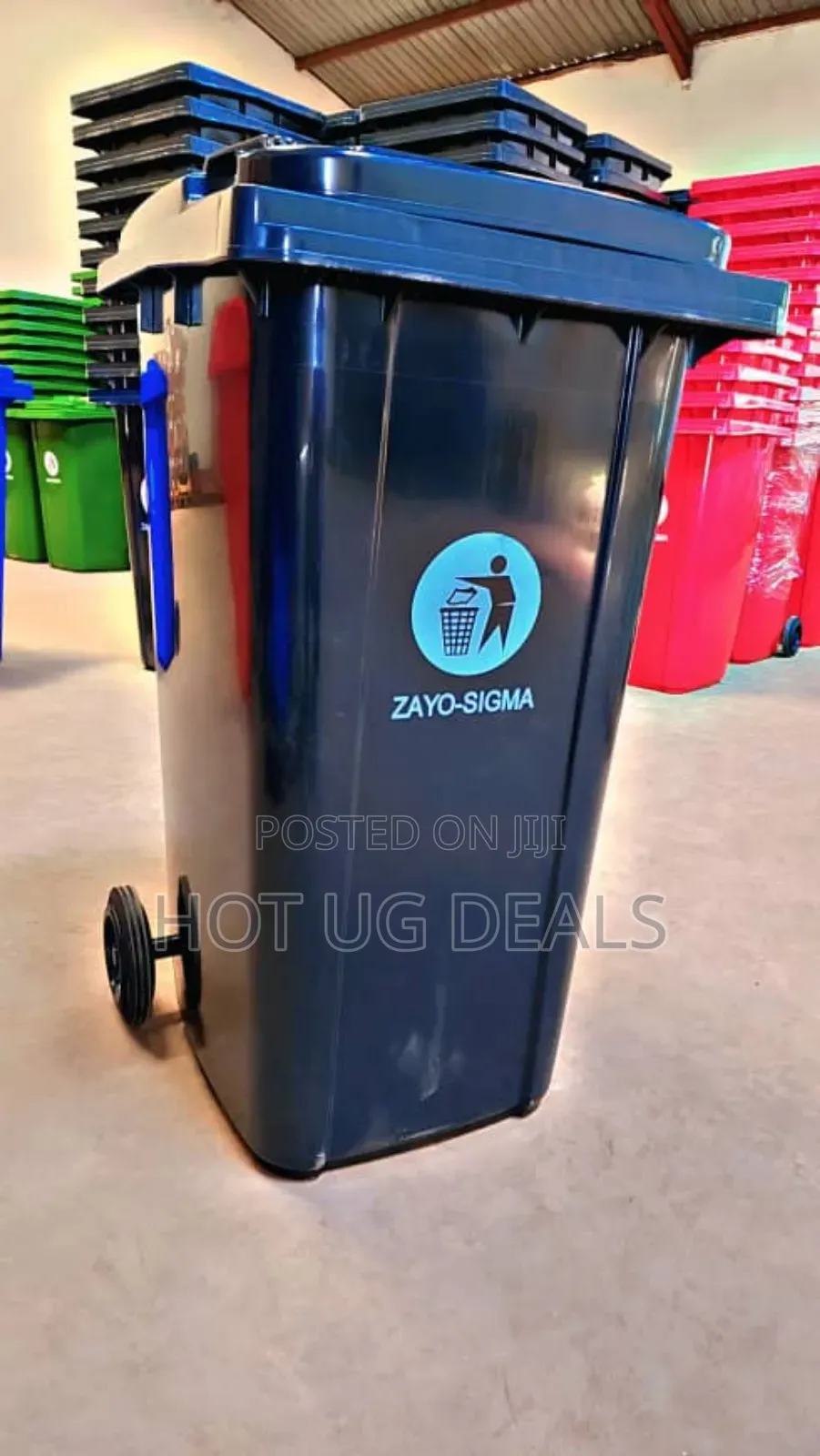 Outdoor 240l Plastic Waste Bin- Standard Household Size - Black
