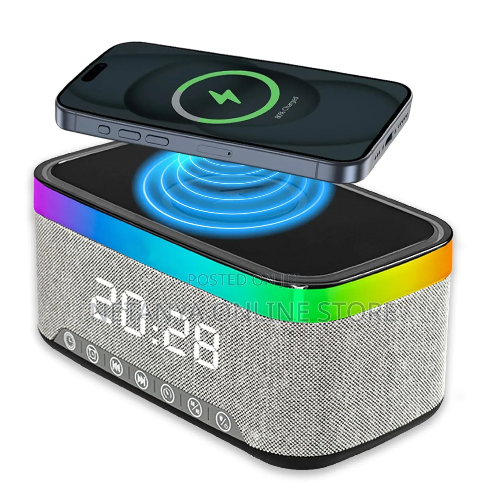Bluetooth Wireless Charging Speaker With Digital Clock