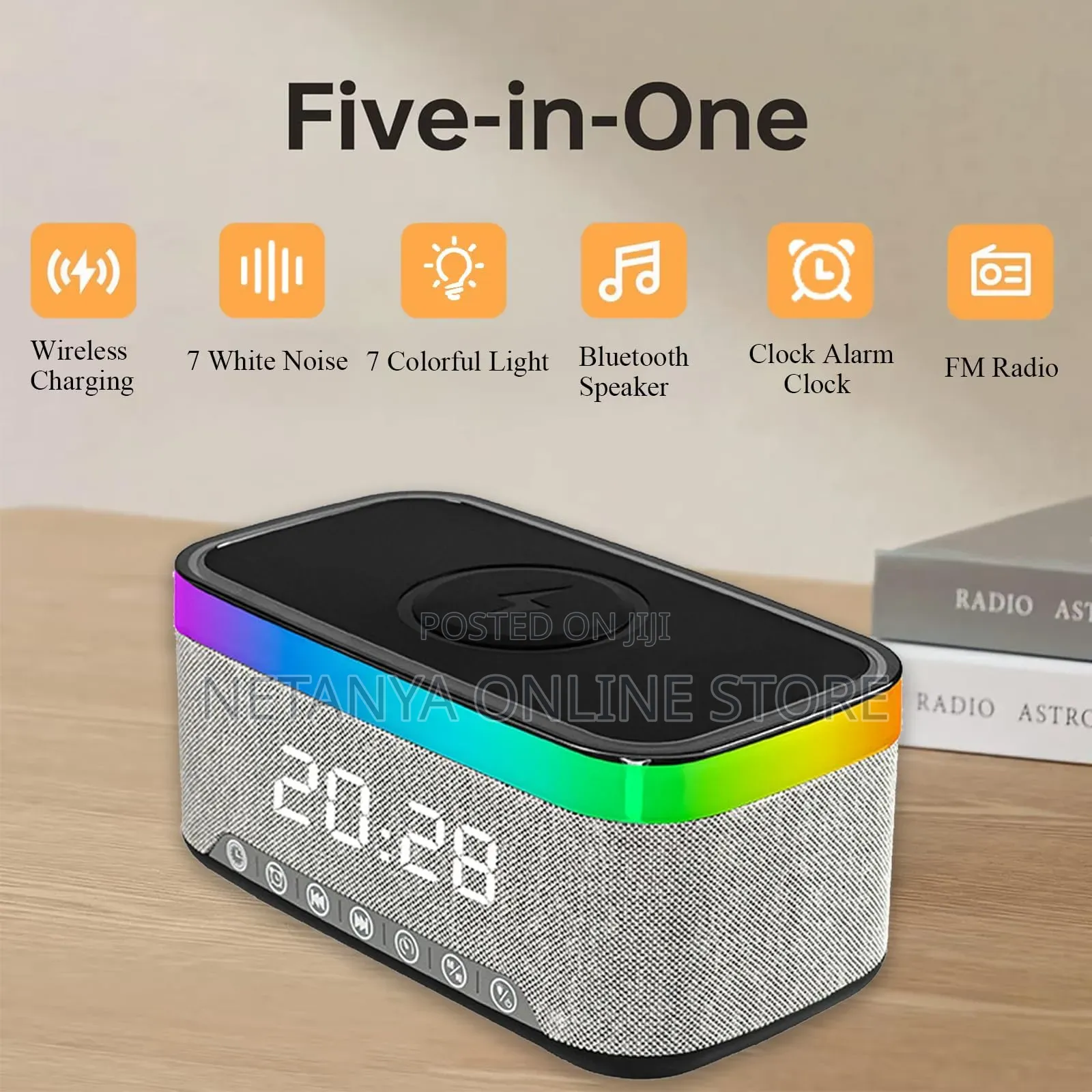 Bluetooth Wireless Charging Speaker With Digital Clock