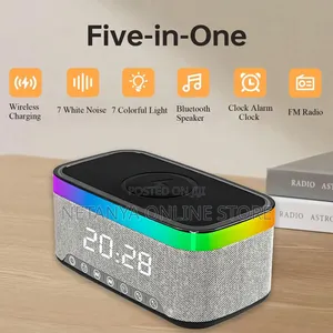 Bluetooth Wireless Charging Speaker With Digital Clock