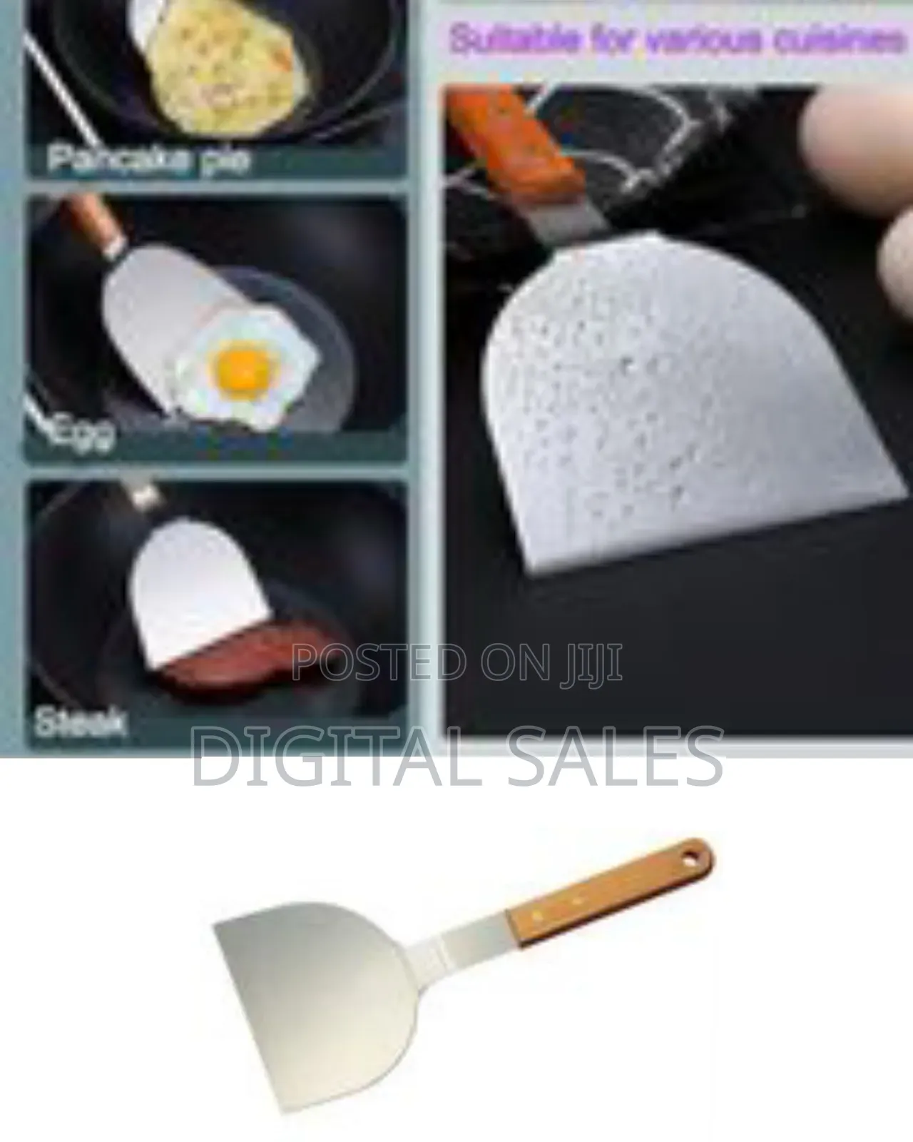 Pizza Cookie Steak Stainless Steel Spatula Set With Wooden Handle