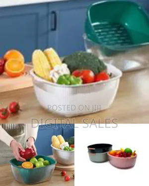 1 Piece of Thickened Double Drain Basket Bowl Fruit Vegetable Washing