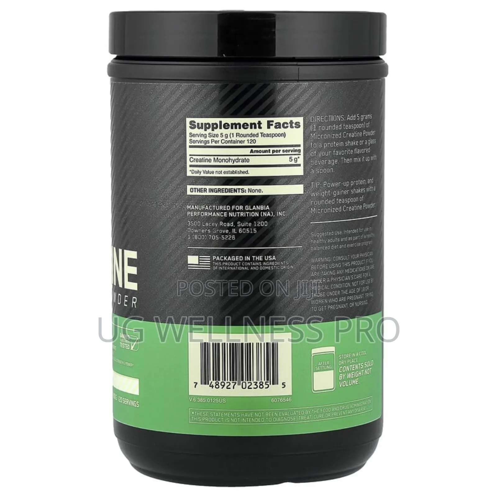 On Micronized Creatine Powder, Unflavored, 600g 120 Serving