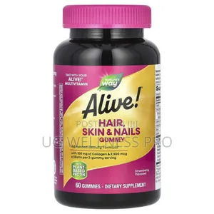 Nature's Way Alive! Hair, Skin Nails Gummies, Strawberry, 60 Gummies
