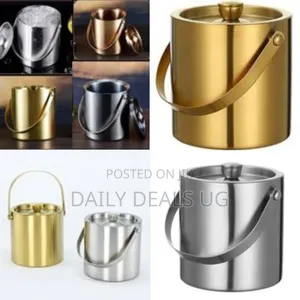 2l Ice Bucket, High-Grade Stainless Steel Beer Cocktail Ice Bucket
