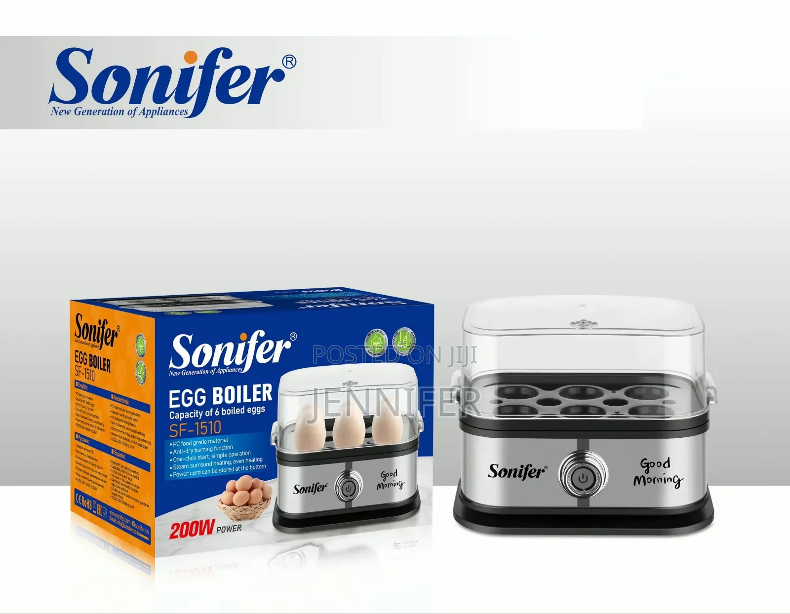 Sonifer Sf-1510 Mini Electric Egg Cooker, a Fast 6-Egg Steamer Boiler