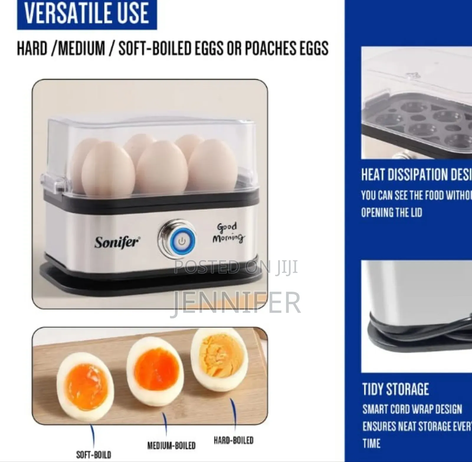 Sonifer Sf-1510 Mini Electric Egg Cooker, a Fast 6-Egg Steamer Boiler