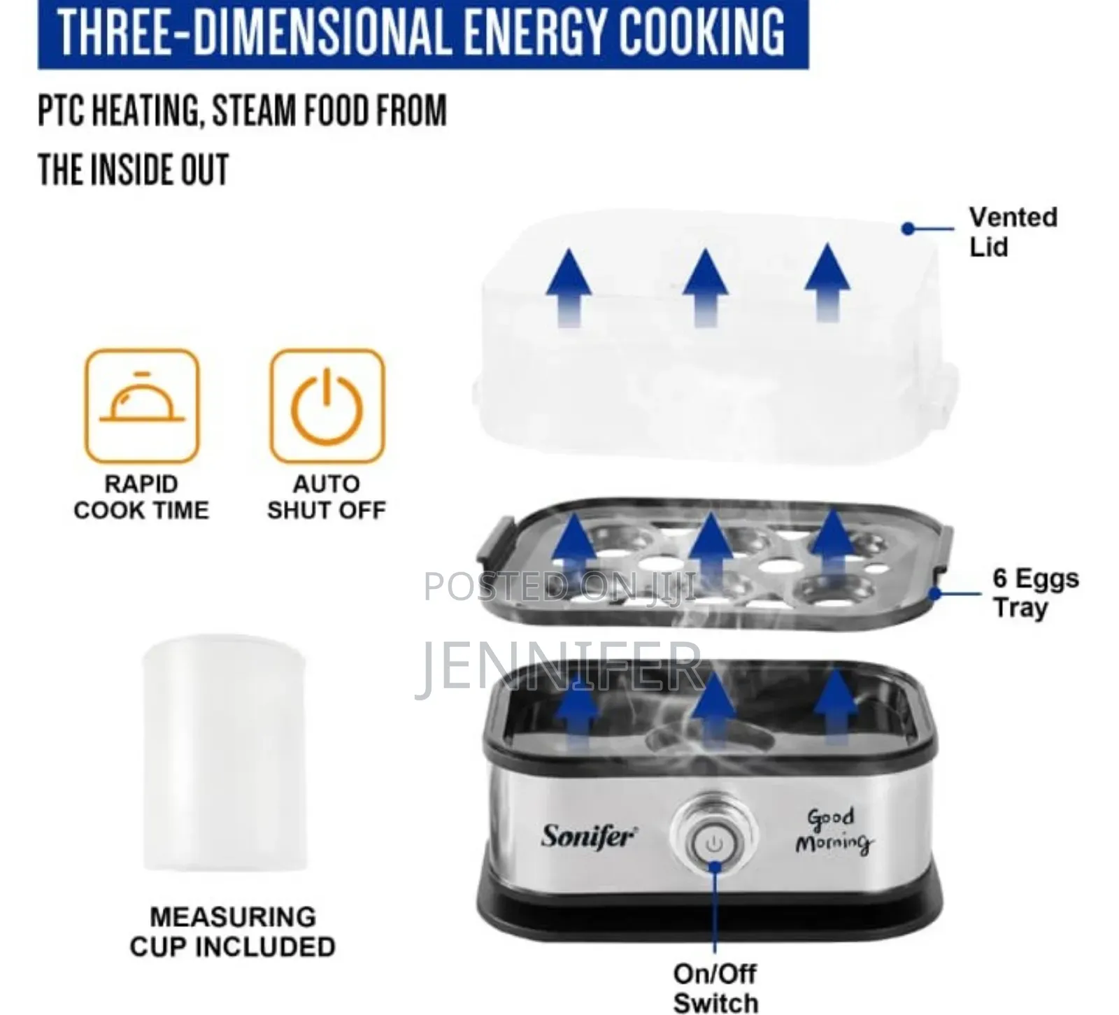 Sonifer Sf-1510 Mini Electric Egg Cooker, a Fast 6-Egg Steamer Boiler