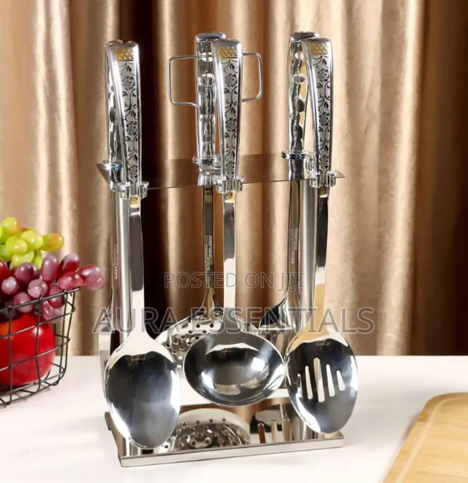 Stainless Steel Kitchen Utensil Set With A Stand