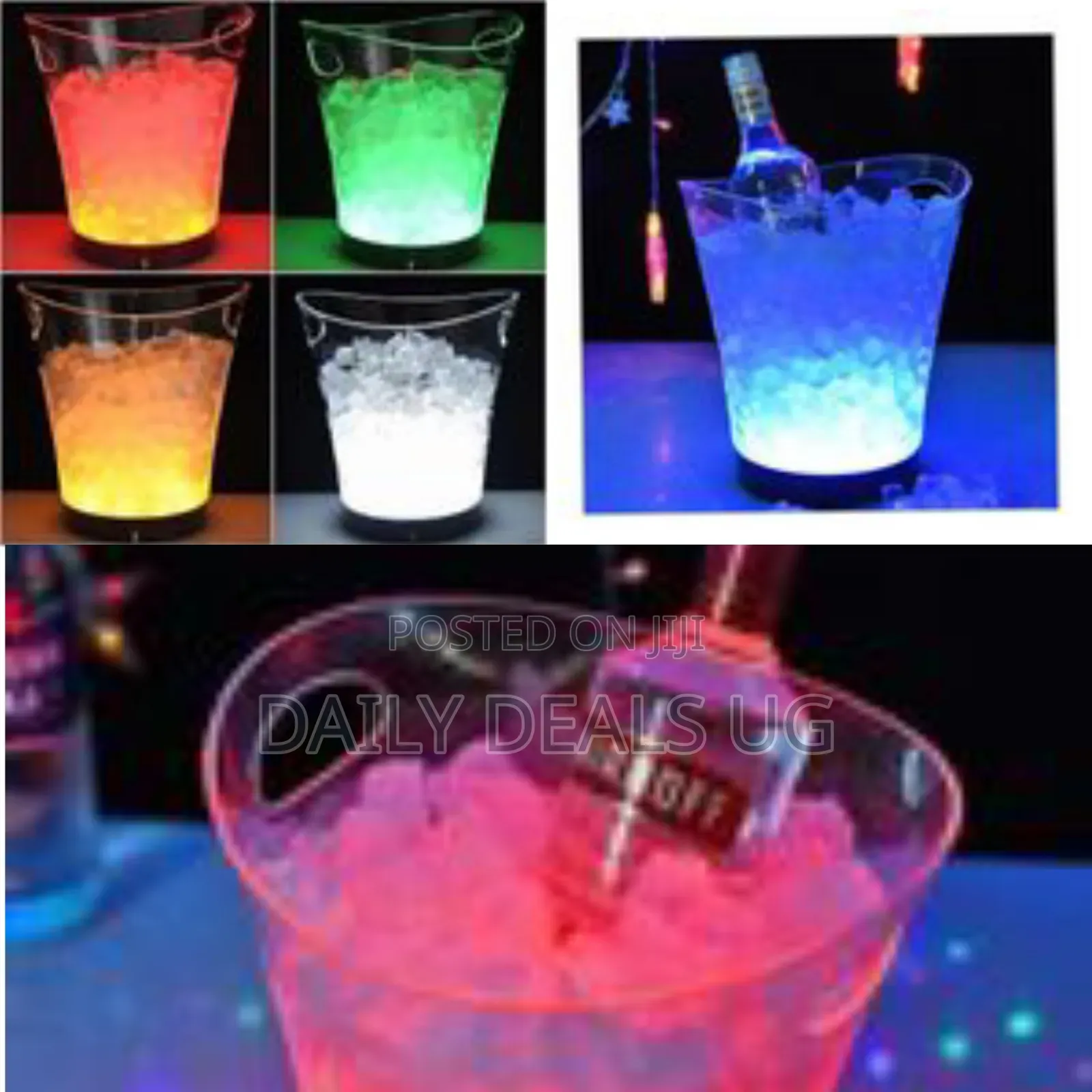 5l Led Ice Bucket Color Changing Plastic Champagne Wine Ice- Clear