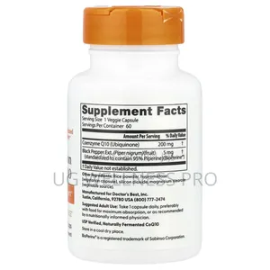 Doctor's Best High Absorption Coq10 200mg With Bioperine 60 Veggie Cap