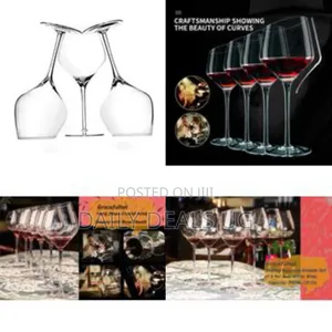6pc Large Slant Rim Wine Glasses With Long Stem Drinking Crystal Mugs