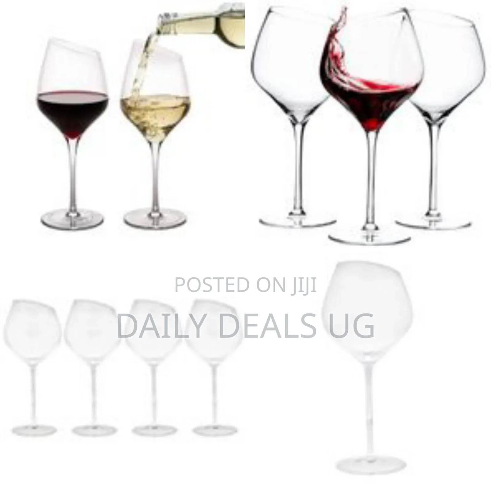 6pc Large Slant Rim Wine Glasses With Long Stem Drinking Crystal Mugs