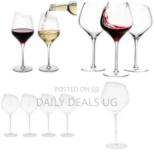 6pc Large Slant Rim Wine Glasses With Long Stem Drinking Crystal Mugs